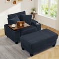 thumbnail image 6 of Muumblus Oversized Living Room Chair with Ottoman, Bluetooth Speaker, Rotating Table Board & USB, Cozy Indoor Lounge Reading Armchair, Gray Corduroy, 6 of 8