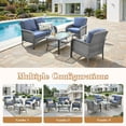 thumbnail image 5 of Vcatnet Patio Furniture Sets with Coffee Table 4 Pieces Sectional Sofa Rattan Wicker Outdoor Conversation Set with Loveseat Chair for Porch, Deck, Denim Blue, 5 of 11