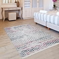 thumbnail image 3 of Ottomanson Machine Washable Cotton 4x6 Flatweave Area Rug for Living Room, 4' x 6', Off White/Multicolor Moroccan/Boho, 3 of 4