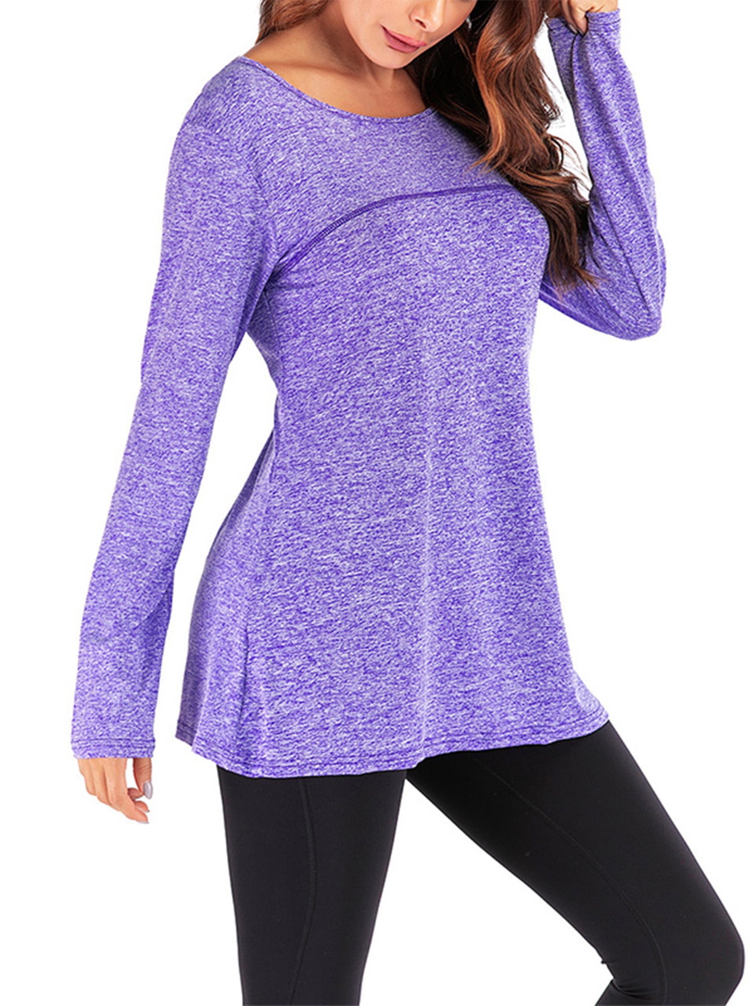 Hibelle Womens Long Sleeve Activewear Yoga Running Workout T-Shirt Tops