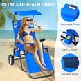 thumbnail image 3 of MOPHOTO Beach Chair with Canopy Shade, Folding Beach Cart Chair w/Wheels, Outdoor Recliner Patio Lounge Chairs for Camp, Tailgates, Fishing - Support 400 LBS, 3 of 11