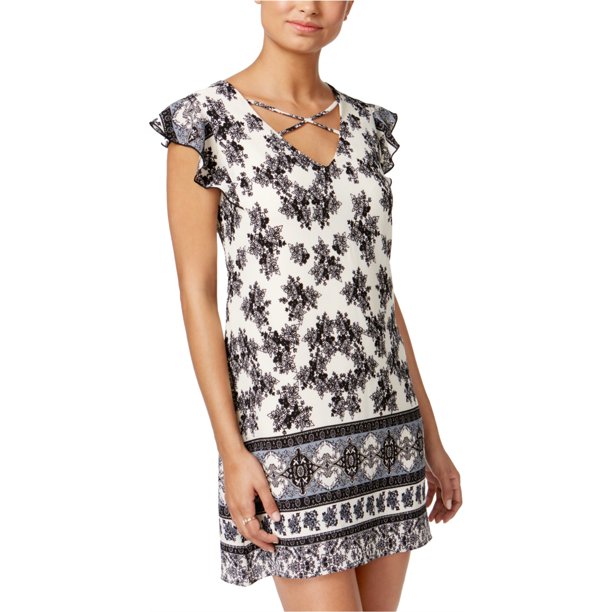 Vestido recto Teeze Me con textura floral para mujer blanco roto mediano