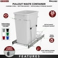thumbnail image 3 of Rev-A-Shelf Pullout Trash Can 35 qt. for Kitchen Cabinets, Gray, RV-12KD-13C-S, 3 of 13