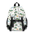 thumbnail image 3 of Tractor and Wheelbarrows White Pattern Backpack for School, Cute School Bag with Adjustable Shoulder Straps and Padded Back, 15"x11.42"x5.5", 3 of 5