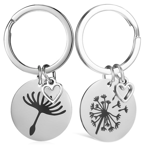 OUNONA Women's Dandelion Glass Keychain 2pcs Handmade Keyring with Lobster Clasp