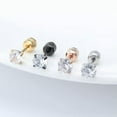 thumbnail image 5 of EOEMY Steel Cubic Zirconia Crystal Stone Round Small Stud Earring Wedding Earrings Lot-Gold-3mm, 5 of 7