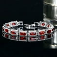 thumbnail image 2 of Red Silver Plated Princess Cut Square CZ Stone Multicolor Bracelet for Women, 2 of 8
