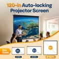 thumbnail image 5 of SPECSTAR 120 inch Manual Pull Down Projector Screen, 1:1 HD Retractable Projector Screens with Auto Locking for Movie Home Theater Cinema Office Video Game, White(84Wx84H Inch Display Area), 5 of 9