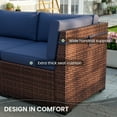 thumbnail image 4 of POTEBAN Patio Furniture Set, 7-Piece Outdoor Sectional All-Weather Wicker Patio Conversation Set for Backyard (Navy Blue Cushions with Brown Rattan), 4 of 7