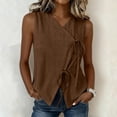 thumbnail image 3 of TGSLY Women's Casual Cotton Linen Tank Tops Trendy V Neck Wrap Solid Color Vest Lightweight Soft Tie Front Sleeveless Shirts S, 3 of 8