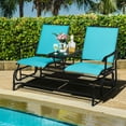 thumbnail image 1 of Costway 2 Person Outdoor Patio Double Glider Chair Loveseat Rocking Turquoise, 1 of 10
