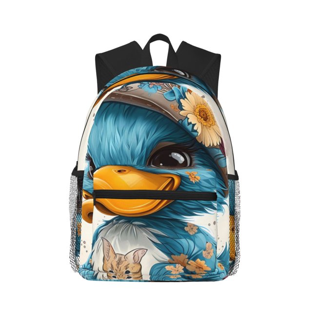 Easygdp Cute Sunflower Blue Duck Mochila Casual para Portátil, Mochila para Escuela, Viajes, Negocios