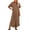 Coffee, variant on Womens Maxi Dress V Neck Short Flutter Sleeve Casual Flowy Long Dresses with Side Split