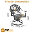 thumbnail image 4 of Hzzkey Outdoor Cast Aluminum Swivel Chair, 360° Swivel Function, Brown Color Cushion-Set of 2, 4 of 8