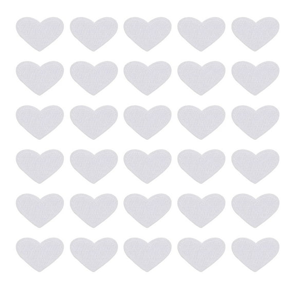 Uxcell 30 Pack Heart Iron on Patches, Embroidered Sew on Applique Patches, white