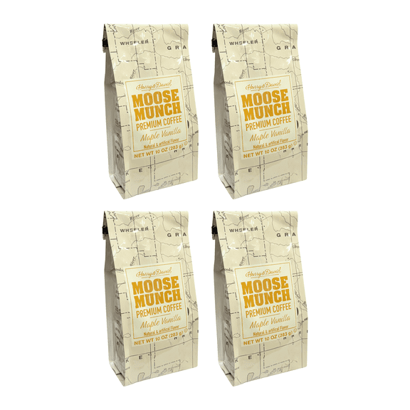 (4 Pack) Harry & David Moose Munch Maple Vanilla Ground Coffee, Medium Roast, 12 Oz
