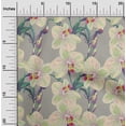 thumbnail image 1 of oneOone Georgette Viscose Fabric Leaves & Orchids Floral Decor Fabric Printed BTY 42 Inches Wide, 1 of 4