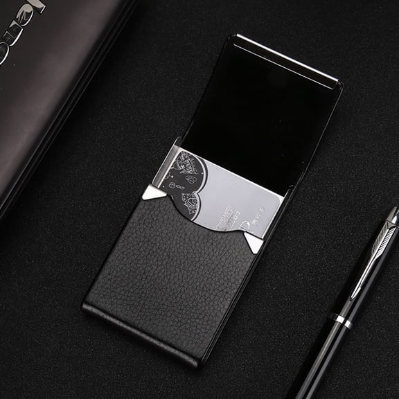 Metal Business Card Holder Stainless PU Case Stylish Lightweight Pocket Office