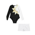 thumbnail image 5 of TiaoBug Kids Girls Figure Skating Performance Outfits Shiny Color Block Athletic Gymnastics Leotard Unitard And Shorts Set White 14, 5 of 7