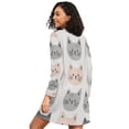 thumbnail image 2 of FORMRS Womens Long Sleeve Nightgowns Crew Neck Sleep Shirt Soft Pajamas Sizes S-3XL, Gray Cat Pattern, 2 of 8
