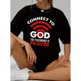 thumbnail image 2 of Women's Connect To God Prayer Graphic T‑Shirt, Faith Religious Wifi Quote Short Sleeve Crew Neck Casual Tee, 2 of 14