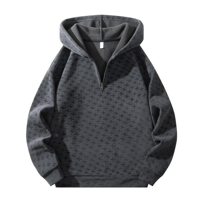 Men's Fall Winter Half Zip Hooded Sweatshirt Loose Plus Size Slim Fit Casual Pullover with Print Design for Everyday Wear