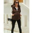 thumbnail image 3 of PUWEI Women's Warm Puffer Vest Sleeveless Full Zip Puffy Jacket Removable Hood with Pockets, 3 of 7