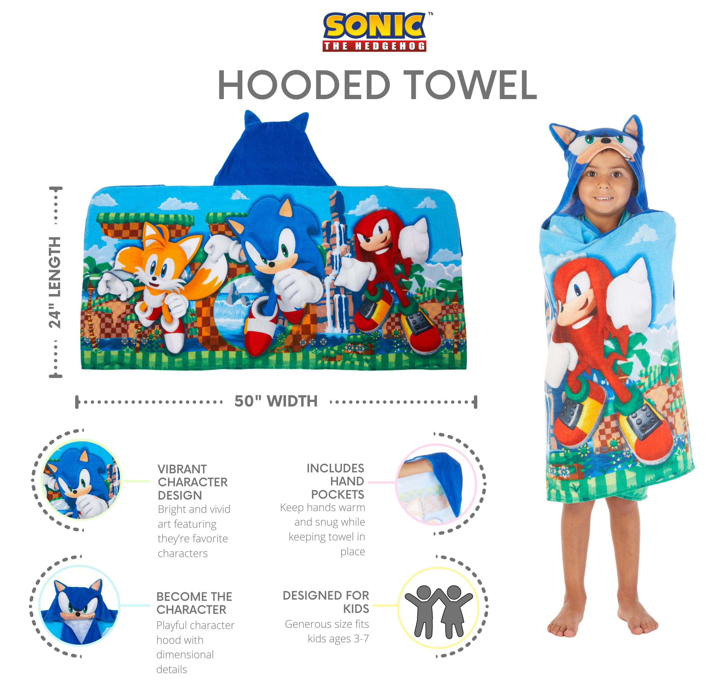 Sonic Kids Cotton Hooded Towel
