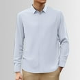 thumbnail image 2 of MIXUE Mens Casual Button Down Dress Shirts Summer Solid Color Lapel Long Sleeve Slim Fit Tops Sportswear,White,XXXL, 2 of 5