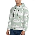 thumbnail image 2 of KLL White Birds Print Mens Hoodie Long Sleeve Casual Pullover Hooded Sweatshirt Fashion Drawstring Hoodies with Pocket-4X-Large, 2 of 6