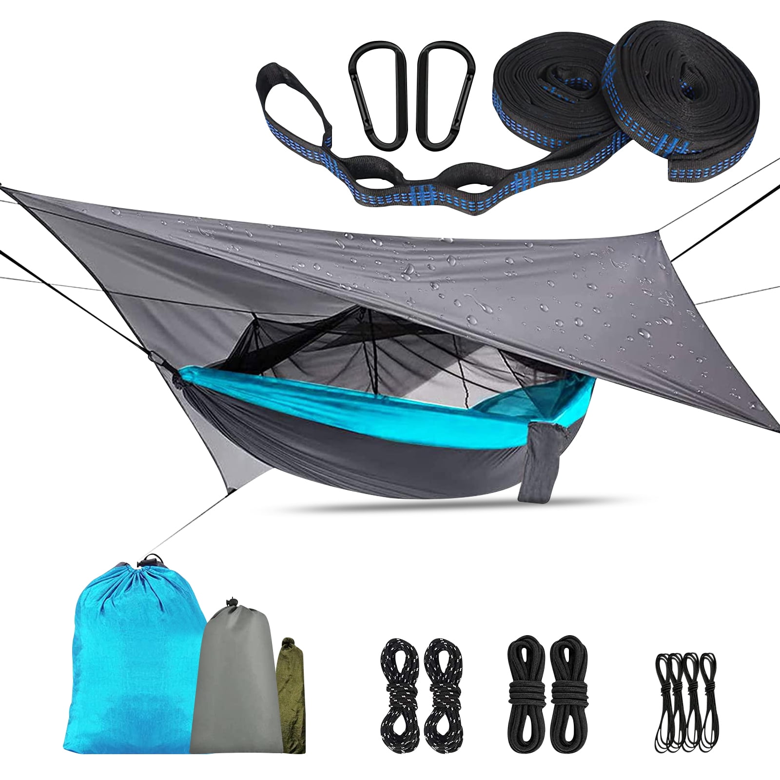 Hammock Camping with Tree Straps, Portable Double Hammock Tent for