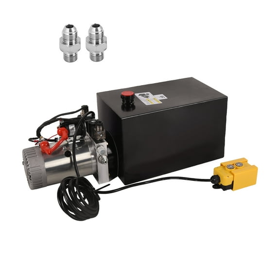 Dawot Hydraulic Pump Unit 15 Quart 3.75 Gallon Hydraulic Power Unit Double Acting Metal Reservoir Dump Trailer Pump 12V DC Hydraulic Power Pump