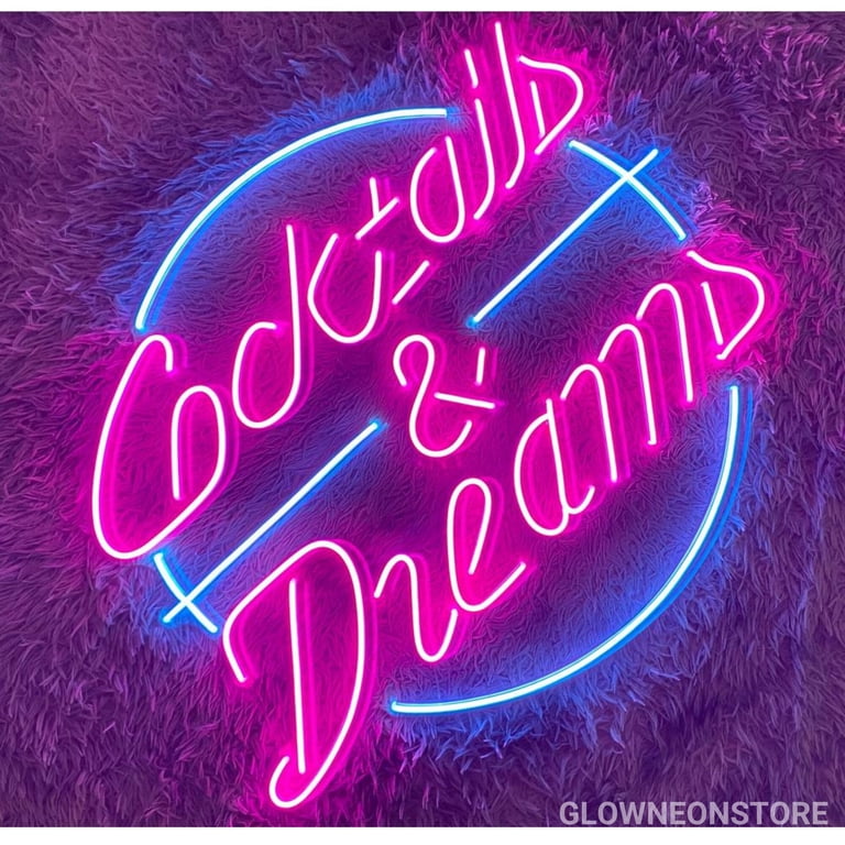 Glowneon Cocktails and Dreams Neon Sign, Cocktails & Dreams LED