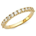 thumbnail image 4 of Ioka - 14K Solid Yellow Gold 2MM CZ Women's Half Eternity Wedding Anniversary Band - Size 7.5, 4 of 7