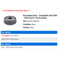 thumbnail image 2 of Rear Brake Drum - Compatible with 2000 - 2002 Ford E-150 Econoline 2001, 2 of 2