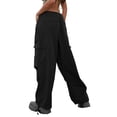 thumbnail image 4 of hirigin Women Low Waist Baggy Cargo Pants Indie Aesthetic Drawstring Loose Pocket Jogger Trousers Hippie Punk Streetwear, 4 of 5