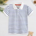 thumbnail image 2 of Little Boys Striped Short Sleeve T-Shirt,2T 3T 4T 5T,Soft Crewneck Casual Summer Tee for Kids Little Boys T-Shirts Little Kids Boys Gibobby,Blue,Size 6-7T, 2 of 9