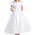 thumbnail image 2 of Big Girls' Short Sleeve Pearl Beading Communion Flowers Girls Dresses White 12, 2 of 2