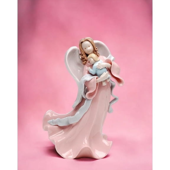 Ceramic Angel Holding Baby Figurine 8 inch Baptism