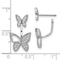 thumbnail image 3 of 925 Sterling Silver Rhodium-plated CZ Butterfly Front and Back Earrings; for Adults and Teens; for Women and Men, 3 of 3