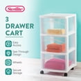 thumbnail image 2 of Sterilite 3 Drawer Storage Cart, Plastic Rolling Medium Home Organizer, White, 6 Pack, 2 of 8