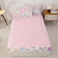 thumbnail image 4 of Homewish Girls Pink Flower Zipper Twin Comforter Sets with Fitted Sheet and 2 Pillowcases,Garden Floral Zipper Bedding Set,Letter P,Pink Reversible,4 Pieces, 4 of 7