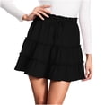 thumbnail image 3 of Lenago Skirts for Women Casual Solid Color Elastic Waist Loose Pleated Ruffle Elastic Waist Skirt, 3 of 7