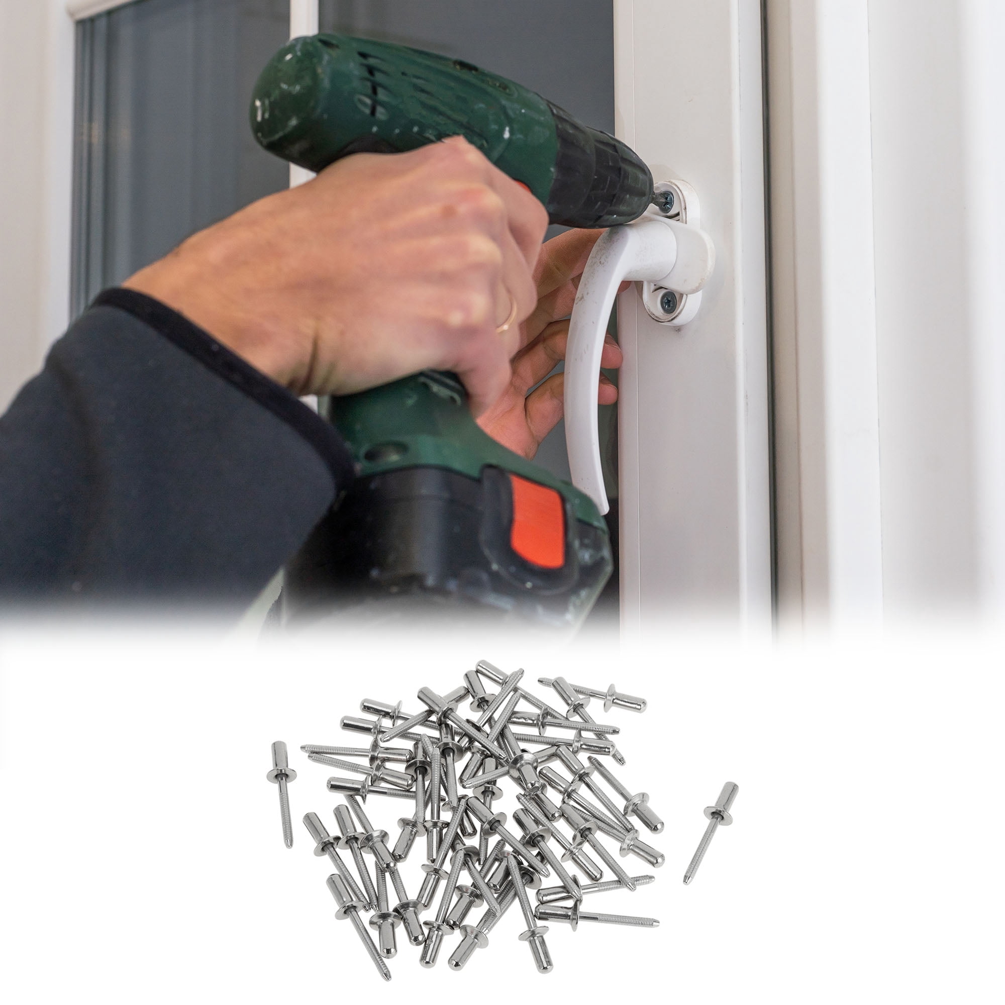 Countersunk Head Closed Sealing Rivets 6.4mm Grip Diameter 12mm Grip Length 13mm Flange Diameter Stainless Steel Silver Tone 50 Pcs