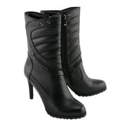 Milwaukee Performance MBL9434 Women's Black High Heel Boots with Zipper Accents 11