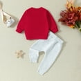 thumbnail image 4 of QUOTAY Valentine's Day Baby Boy Outfit Long Sleeve Print T-Shirt and Casual Pants Two Piece Outfits for and Toddler Red,18-24 Years, 4 of 9