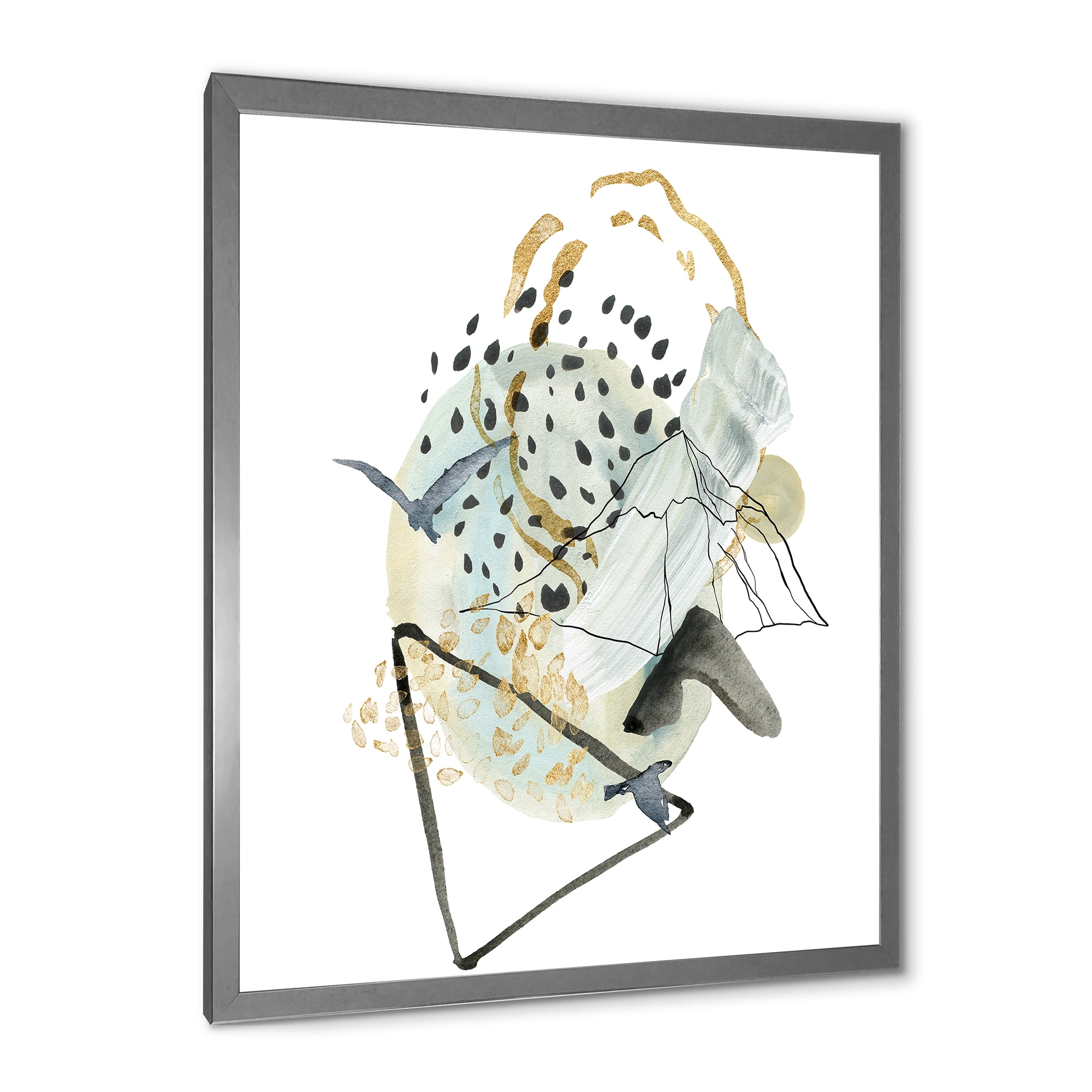 Designart 'Mountain Bird With Gouache Of Abstract Landscape' Modern Framed Art Print