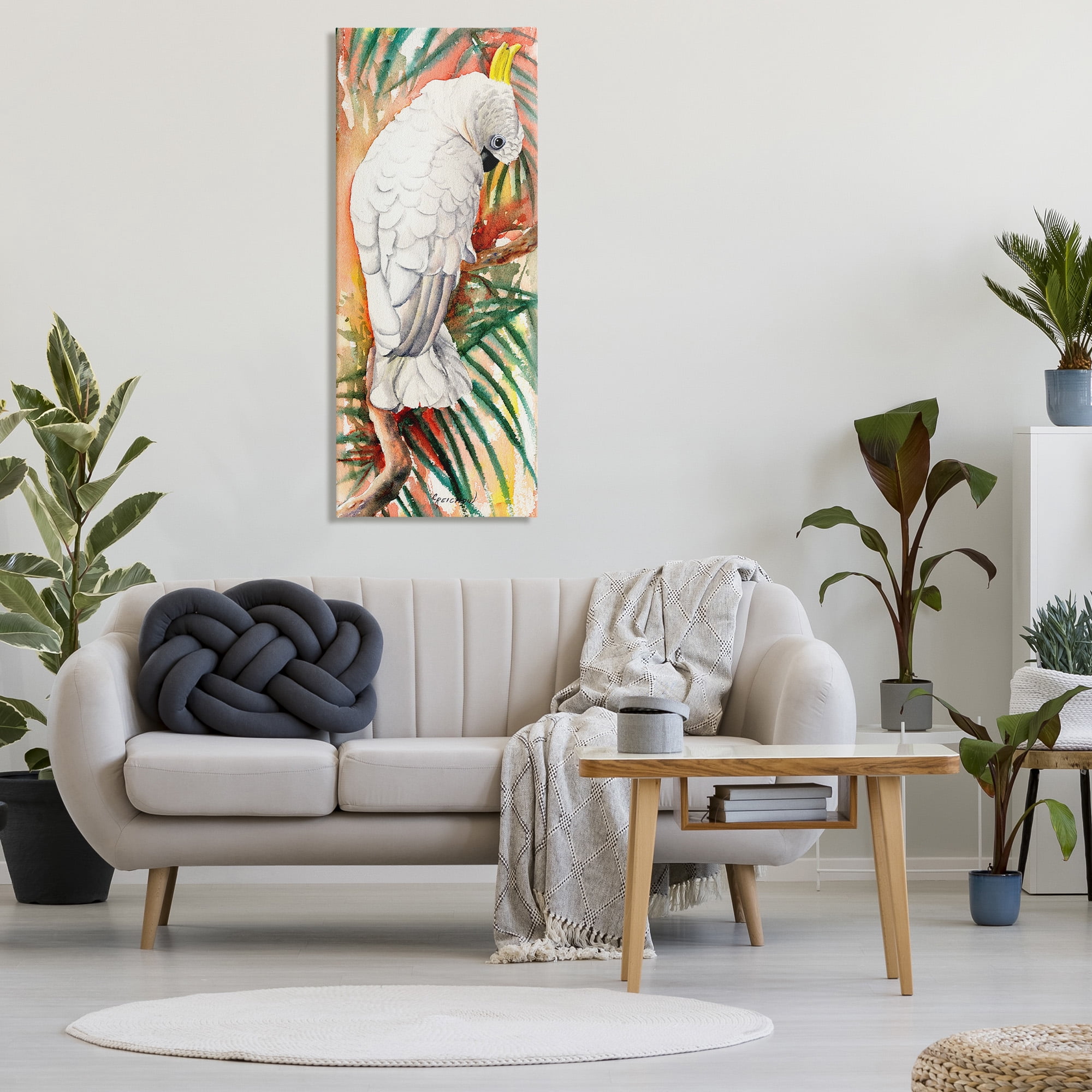 Stupell Industries Cockatoo & Vivid Branches Animals & Insects Painting Gallery Wrapped Canvas Art Print Wall Art, 20 x 48