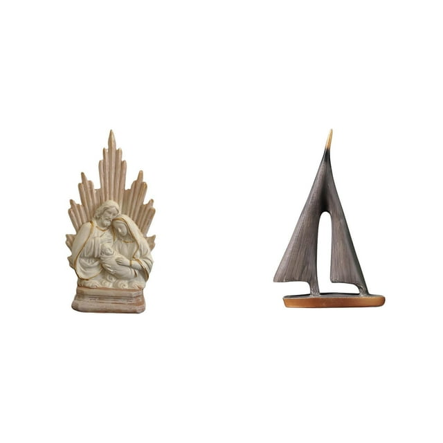 Estatua católica,Colección de figuritas de la Sagrada Familia,Escultura católica de la Santísima Virgen María,Escultura de velero,Estatua de velero Decoración de velero Barco de vela