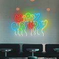 thumbnail image 3 of Craftnamesign Happy Birthday Neon Sign Wall Decor, Birthday Party LED Light Wall Art, 3 of 5